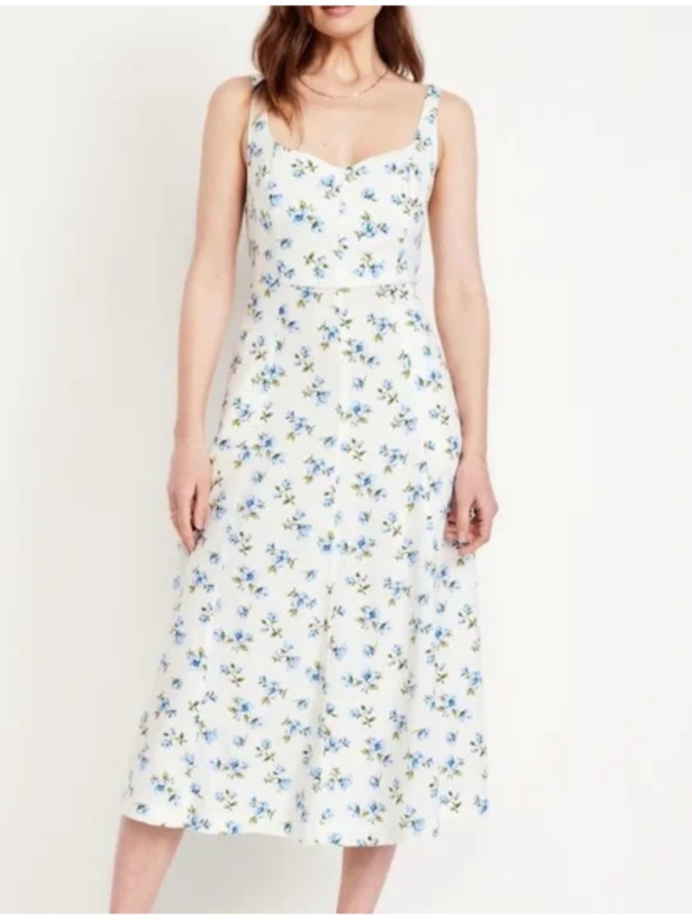 Old Navy White Maxi Skirt with Blue and Green Floral Print